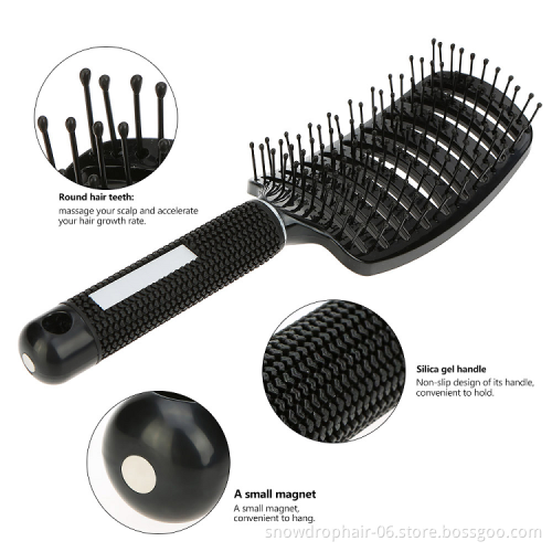 Anti-Static Curved Round Metal Hair Extension Wig Massage Private Label Ionic Custom Logo Detangling Wide Tooth Hair Brush Combs
